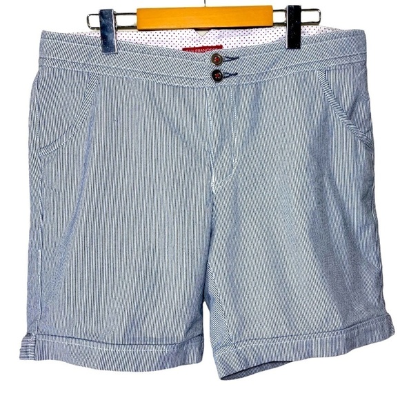 SAN Francisco White Blue Stripes Shorts Cotton Denim Bermudas SZ 11 - Picture 1 of 8